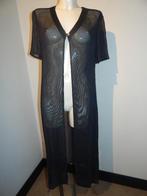 Akris lang vest iets voile donker grijs knoop deel zijde D38