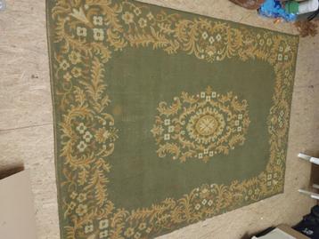 Vintage, retro, groot vloertapijt in groen/bruin/okertinten beschikbaar voor biedingen