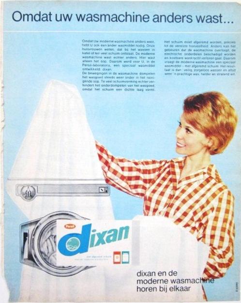 4 vintage advertenties reclames Dixan wasmiddel 1963, Verzamelen, Merken en Reclamevoorwerpen, Gebruikt, Verzenden