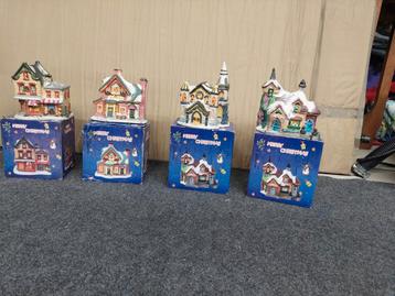 Kersthuisjes van steen - Set van 4 beschikbaar voor biedingen