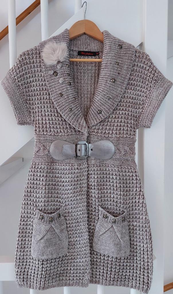Gebreide tuniek taupe van Vivi Fashion maat M, Kleding | Dames, Blouses en Tunieken, Nieuw, Maat 38/40 (M), Overige kleuren, Ophalen of Verzenden