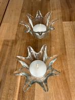 Set van 2 glazen theelichthouders, Overige materialen, Ophalen of Verzenden, Zo goed als nieuw, Wit