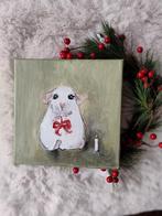 Wit Muisje ~ kleintje kunst ~ atelier, Ophalen of Verzenden, Zo goed als nieuw, Minder dan 50 cm, Schilderij