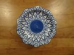 Thaise schaal op voet blauw wit Thailand, Ophalen of Verzenden, Nieuw, Rond, Glas