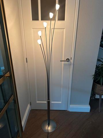 Zilveren vloerlamp met 5 lichtbronnen - Dimbaar beschikbaar voor biedingen