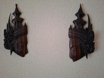 Houten wanddecoratie set Aziatische stijl beschikbaar voor biedingen