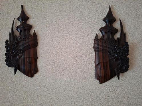 Houten wanddecoratie set Aziatische stijl, Antiek en Kunst, Kunst | Beelden en Houtsnijwerken, Ophalen of Verzenden