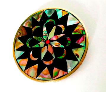 Vintage Mexico Sterling Zilver en Abalone Shell Broche beschikbaar voor biedingen