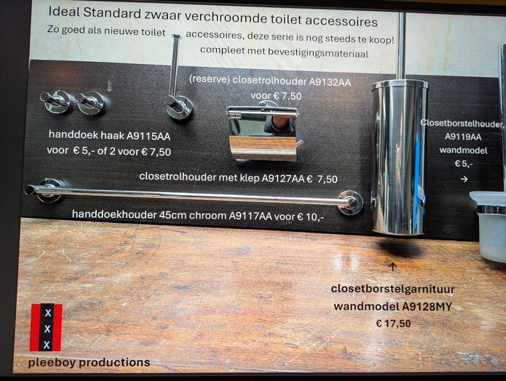 Chrome toiletrolhouders, wc borstels, handdoek haak / rek, Doe-het-zelf en Verbouw, Sanitair, Zo goed als nieuw, Toilet, Chroom