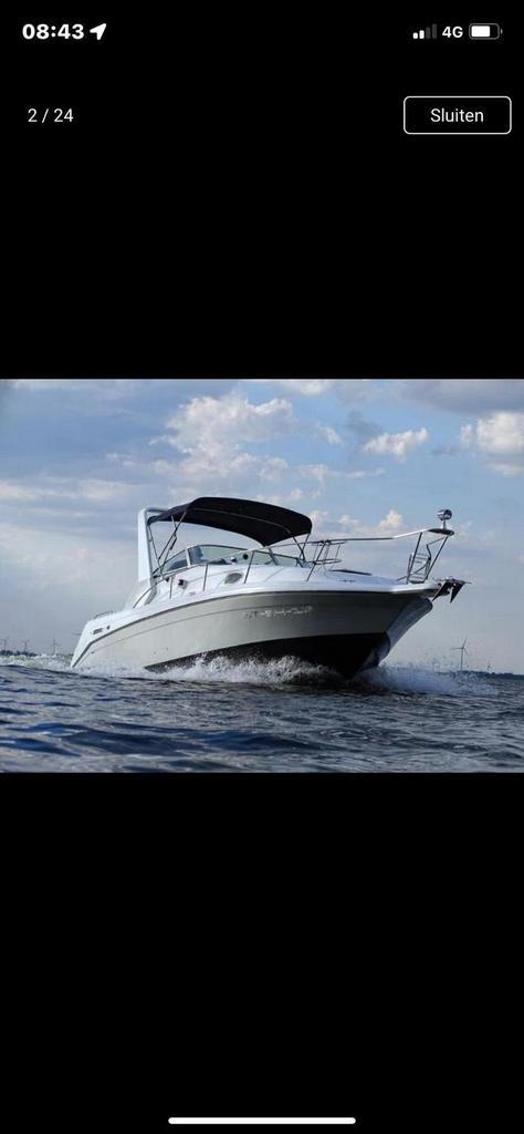 Mooie boot te koop!, Watersport en Boten, Motorboten en Motorjachten, Gebruikt, Polyester, 6 tot 9 meter, Benzine, Binnenboordmotor