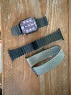 Apple Watch Series 7 RVS 45mm + 3 bandjes, Gebruikt, Hartslag, Zwart, IOS