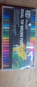 24 Kleuren Dual Tip Brush Pennen, Ophalen of Verzenden, Nieuw, Potlood of Stift