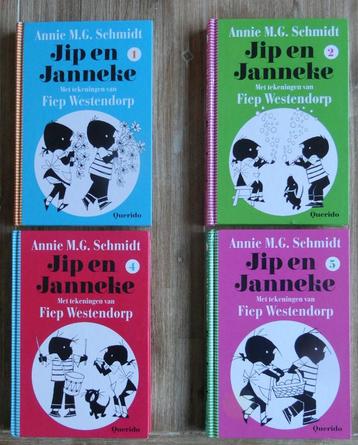 4 x Jip en Janneke - Deel 1 / Deel 2 / Deel 4 / Deel 5 beschikbaar voor biedingen