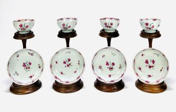 15. Porseleinen theekopjes en schotels, Qianlong, China beschikbaar voor biedingen