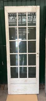 Oude houten binnendeur met glas, Doe-het-zelf en Verbouw, Deuren en Horren, Ophalen, Gebruikt, Minder dan 80 cm, Binnendeur
