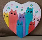 Uniek Poezen Schilderij Hartvorm, Minder dan 50 cm, Oorspronkelijke maker, Nieuw, Ophalen of Verzenden