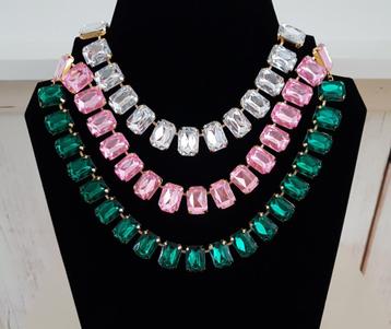 Statement Ketting - Pink Sparkle Strass stenen. Choker goud beschikbaar voor biedingen