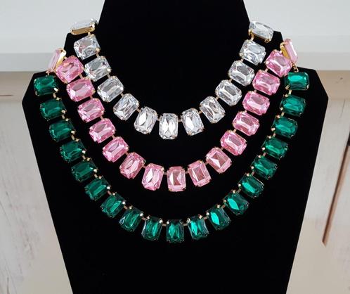 Statement Ketting - Pink Sparkle Strass stenen. Choker goud, Sieraden, Tassen en Uiterlijk, Kettingen, Nieuw, Overige materialen