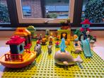 Duplo dierentuin met veel dieren, poppetjes en bootje, Ophalen of Verzenden, Zo goed als nieuw, Duplo
