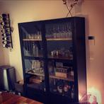 Stalen kast, zwart met houten planken, Ophalen, Gebruikt, Met deur(en), 100 tot 150 cm