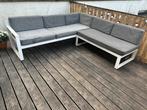 Aluminium loungeset (wit, met grijze kussens), Ophalen, Gebruikt, Aluminium, Bank
