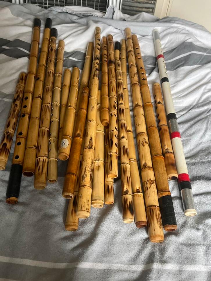 Bamboe Fluiten Collectie, Muziek en Instrumenten, Blaasinstrumenten | Overige, Gebruikt, Houtblazer, Ophalen of Verzenden