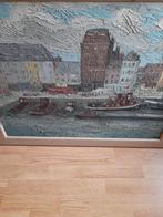 Te koop haventje met huisjes, Huis en Inrichting, Ophalen of Verzenden, Zo goed als nieuw, Schilderij, Minder dan 50 cm