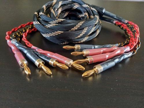 SPEAKER-CABLE 2X2METER OFC-COPPER / 24K VERGULDE PLUGGEN, Audio, Tv en Foto, Audiokabels en Televisiekabels, Zo goed als nieuw