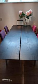 Zwarte eikenhouten eettafel, Huis en Inrichting, Tafels | Eettafels, Ophalen, Rechthoekig, 200 cm of meer, 50 tot 100 cm