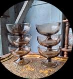 6 x Vintage Luminarc rookglas coupe, smoke EsMa coupes, 70's, Antiek en Kunst, Antiek | Glas en Kristal, Ophalen of Verzenden