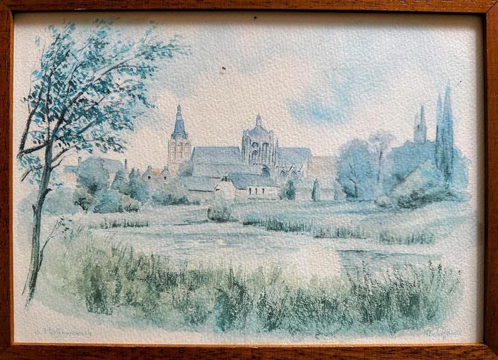Vintage Prenten - Heusden & Den Bosch, Antiek en Kunst, Kunst | Tekeningen en Foto's, Ophalen of Verzenden