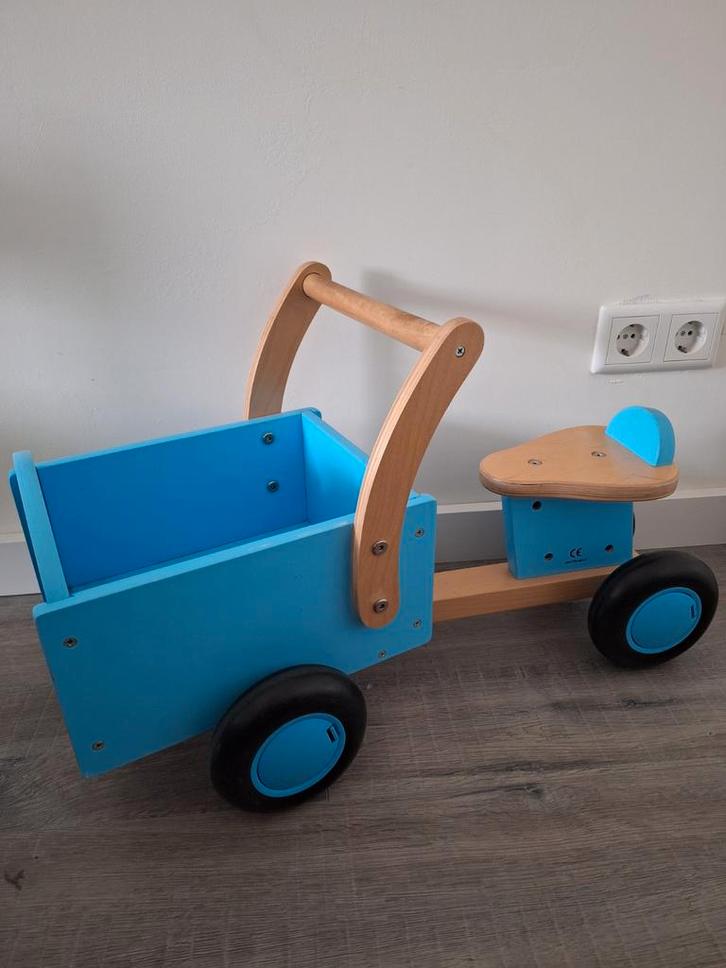 Houten Loopfiets Bakfiets - Bram, Kinderen en Baby's, Speelgoed | Buiten | Voertuigen en Loopfietsen, Zo goed als nieuw, Loopfiets