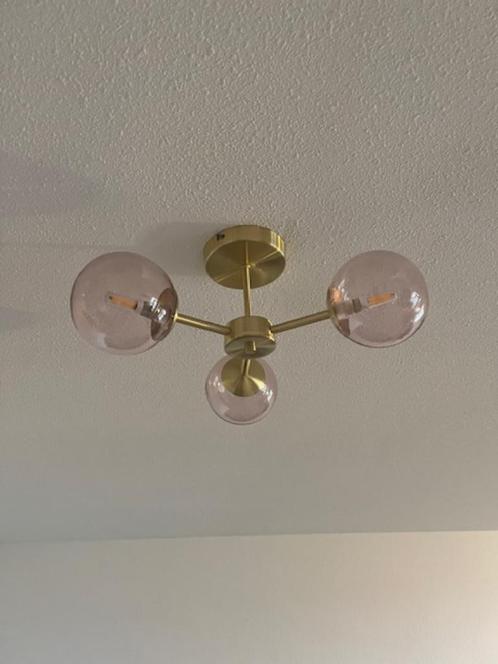 Stijlvolle Moderne Plafondlamp – Goud met Rookglas, Huis en Inrichting, Lampen | Hanglampen, Nieuw, Minder dan 50 cm, Ophalen of Verzenden