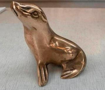 Beeld zeehond Hollywood regency koper messing brass. beschikbaar voor biedingen