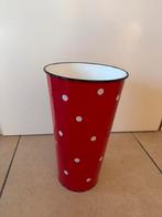 Rode enaille paraplubak met witte stippen, Overige materialen, 50 tot 75 cm, Ophalen of Verzenden, Zo goed als nieuw