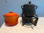 Cousances/Le Creuset fondueset als nieuw, Huis en Inrichting, Gietijzer, Overige typen, Ophalen of Verzenden, Zo goed als nieuw