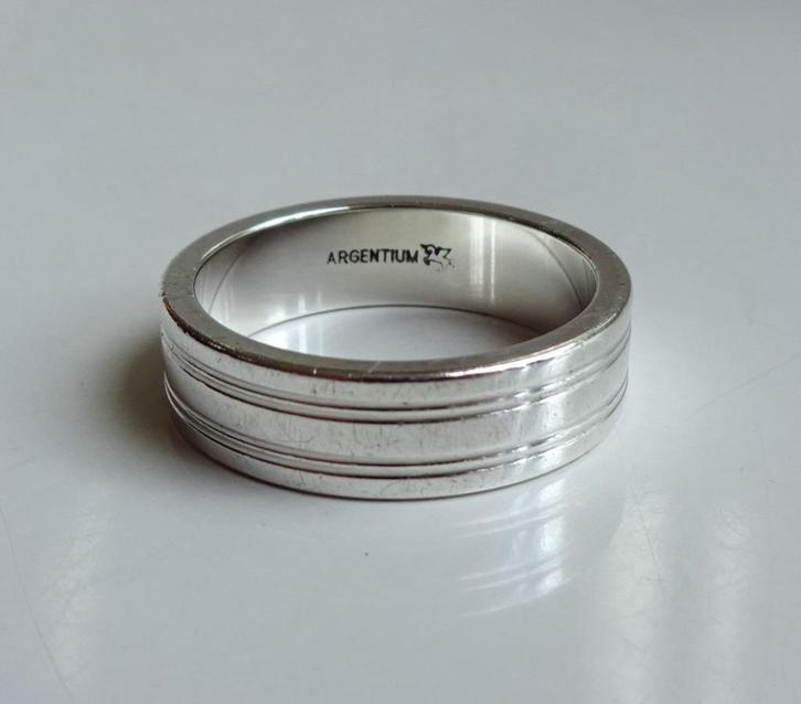 Argentium zilveren heren ring: bandje met strepen, Sieraden, Tassen en Uiterlijk, Ringen, Gebruikt, Heer, 19 tot 20, Zilver, Zilver