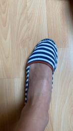 Espadrilles marine blauw wit gestreept en bruin maat 41, Ophalen of Verzenden, Zo goed als nieuw, Blauw, Espadrilles of Moccasins
