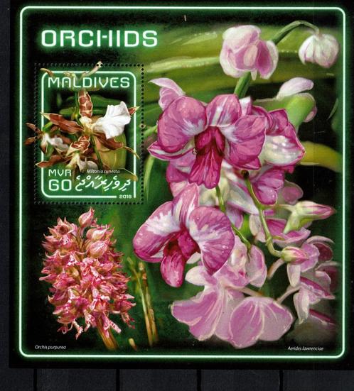 maldives 2018 pf blok orchideeën bloemen orchids flowers 1, Postzegels en Munten, Postzegels | Thematische zegels, Postfris, Dier of Natuur