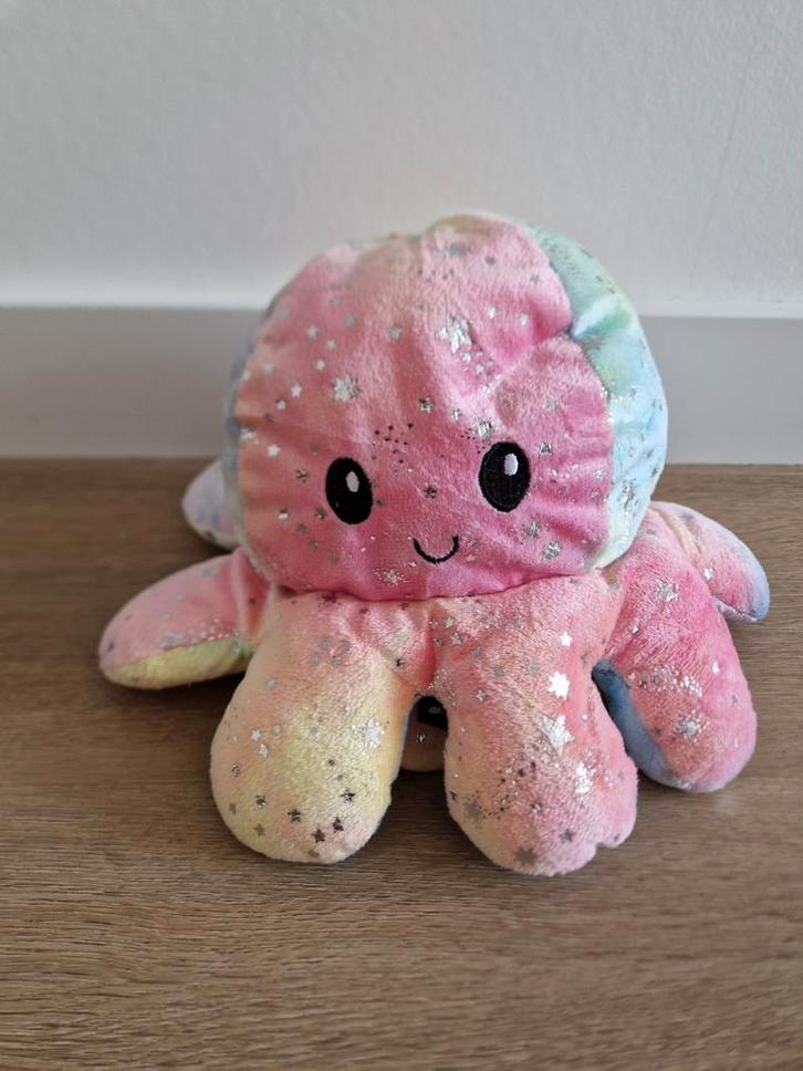 Knuffel octopus omkeerbaar pastel roze blauw sterren K8763, Kinderen en Baby's, Speelgoed | Knuffels en Pluche, Zo goed als nieuw