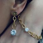 setje oorbellen + armband staal verguld 18K zirkoon, Sieraden, Tassen en Uiterlijk, Armbanden, Ophalen of Verzenden, Nieuw, Wit