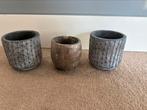3 Kleine bloempotten met betonlook, Tuin en Terras, Bloempotten, Steen, Gebruikt, Rond, Binnen