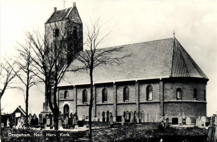 Drogeham, Ned. Herv. Kerk - ongelopen, Verzamelen, Ansichtkaarten | Nederland, Ongelopen, Noord-Brabant, Voor 1920, Ophalen of Verzenden