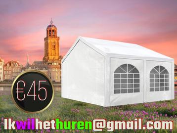 Feestje! Partytent tehuur 4x3 + evt statafels/ heaters etc. beschikbaar voor biedingen