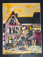 Schilderij H.-Jochen Jung “Der Hof in Aachen bei Nacht”, Antiek en Kunst, Ophalen