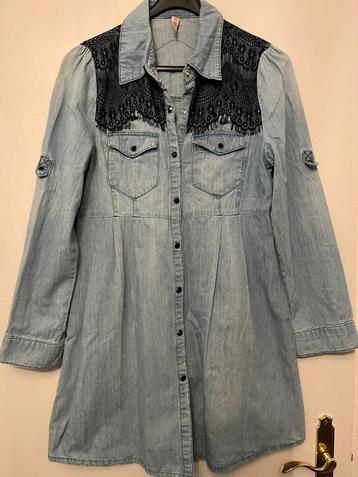 Super aparte stoere lange spijker blouse denim& co mt 36 beschikbaar voor biedingen