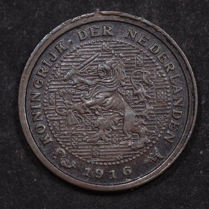 Halve cent 1916. Pr., Postzegels en Munten, Munten | Nederland, Losse munt, Overige waardes, Koningin Wilhelmina, Ophalen of Verzenden