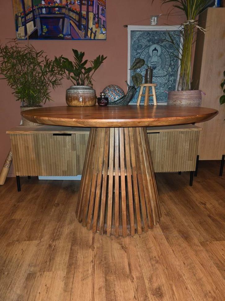 Houten Eetkamertafel met Uniek Onderstel., Antiek en Kunst, Antiek | Meubels | Tafels, Ophalen