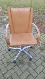 gebruikte vintage Matteo Grassi buro stoel met wieltjes, Huis en Inrichting, Stoelen, Ophalen, Gebruikt, Leer, Drie