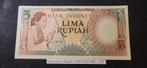Indonesië 5 Rupiah 1958 P55a UNC, Postzegels en Munten, Bankbiljetten | Azië, Ophalen of Verzenden, Zuidoost-Azië, Los biljet